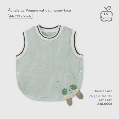 (0M-18M) LP - Áo gile La Pomme vạt bầu happy face - Xanh