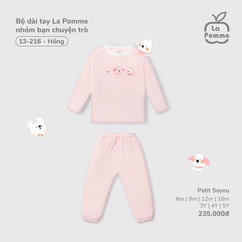 (6M-4Y) LP - Bộ dài tay La Pomme nhóm bạn chuyện trò - Hồng
