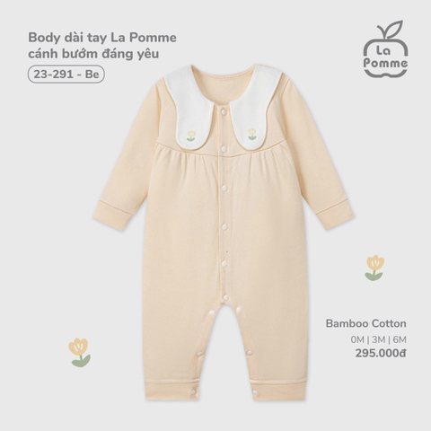 (0M-6M) LP - Body dài tay La Pomme cánh bướm đáng yêu - Be