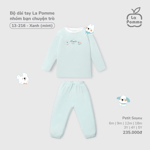 (6M-4Y) LP - Bộ dài tay La Pomme nhóm bạn chuyện trò - Xanh Mint