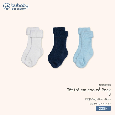 (12M-4Y) BU Z10 - Tất trẻ em cao cổ Pack 3 ACT2336P3 - Trắng