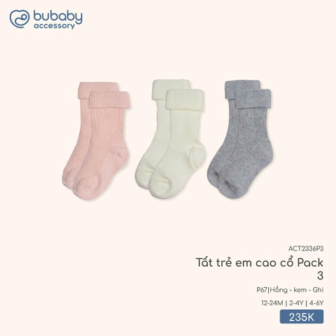 (12M-4Y) BU Z10 - Tất trẻ em cao cổ Pack 3 ACT2336P3 - Hồng