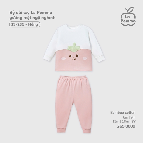 (6M-2Y) LP S40 - Bộ dài tay La Pomme gương mặt ngộ nghĩnh - Hồng