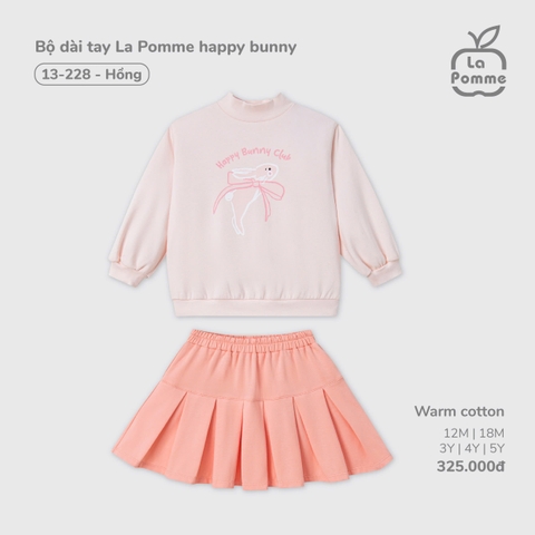 (12M-4Y) LP S40 - Bộ dài tay La Pomme happy bunny - Hồng