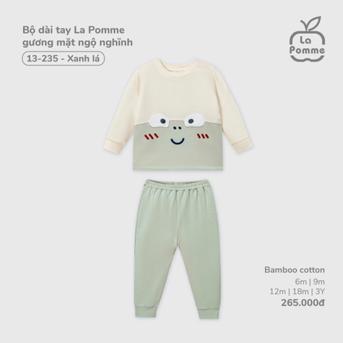 (6M-2Y) LP - Bộ dài tay La Pomme gương mặt ngộ nghĩnh - Xanh lá