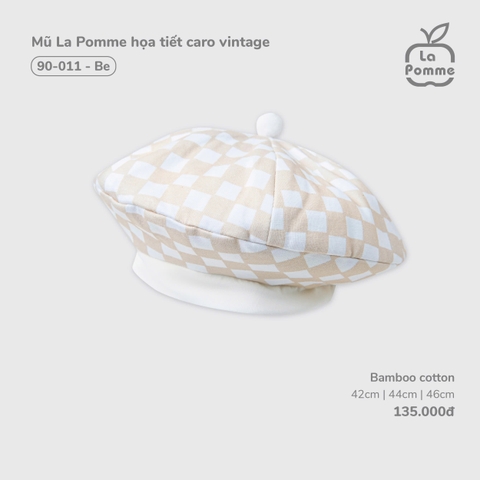 (42cm-46cm) LP - Mũ La Pomme họa tiết caro vintage - Be