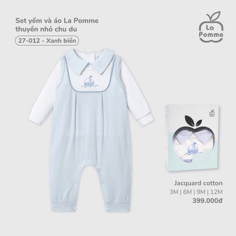 (3M-12M) LP S40 - Set yếm và áo La Pomme thuyền nhỏ chu du - Xanh biển