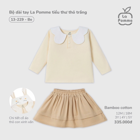 (12M-4Y) LP S40 - Bộ dài tay La Pomme tiểu thư thỏ trắng - Be