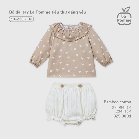 (3M-18M) LP S40 - Bộ dài tay La Pomme tiểu thư đáng yêu - Be