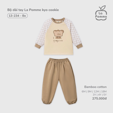 (6M-4Y) LP - Bộ dài tay La Pomme kyo cookie - Be