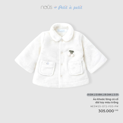 (9M-2Y) NOUS - Áo khoác lông có cổ dài tay màu trắng - 2-3Y