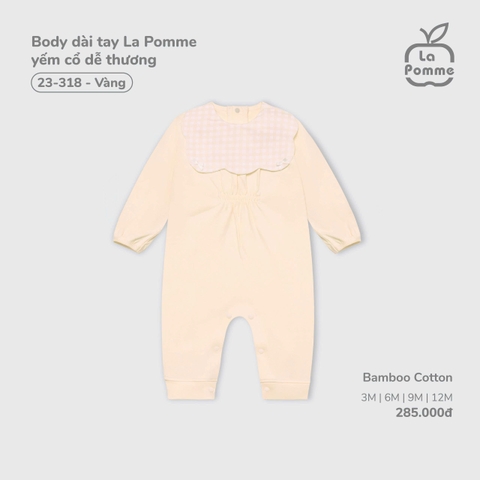 (3M-12M) LP - Body dài tay La Pomme yếm cổ dễ thương - Vàng