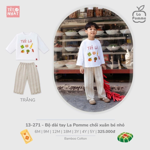 (6M-4Y) LP - Bộ dài tay La Pomme chồi xuân bé nhỏ - Trắng