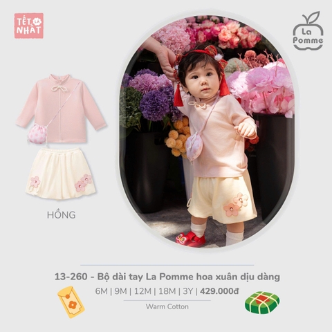 (6M-2Y) LP S40 - Bộ dài tay La Pomme hoa xuân dịu dàng - Hồng