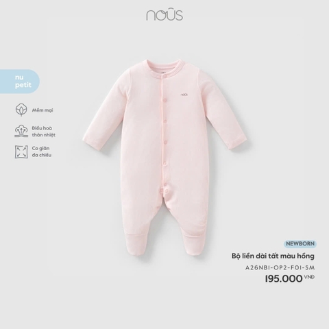 (Newborn) NOUS - Bộ liền dài tất màu hồng - Newborn