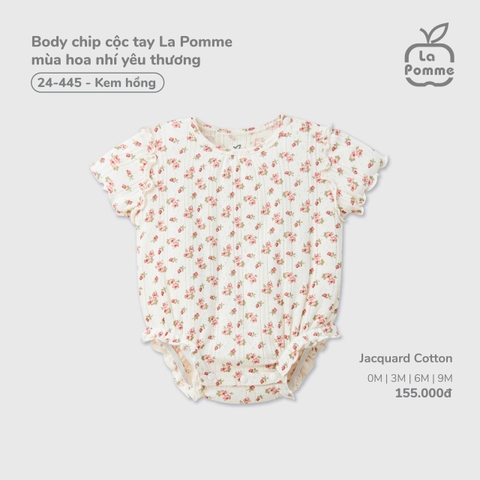 (0M-9M) LP - Body chip cộc tay La Pomme mùa hoa nhí yêu thương - Kem Hồng