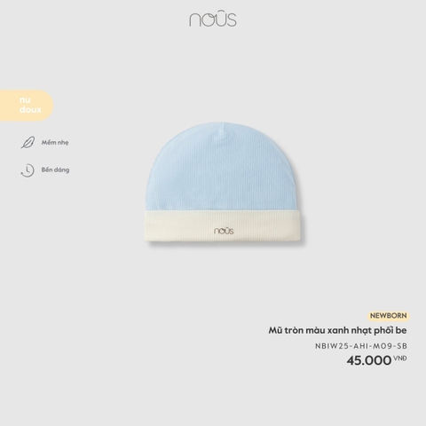 (FS) NOUS - Mũ tròn màu xanh nhạt phối be - Newborn