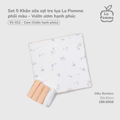 (FS) LP - K001 Set 5 Khăn sữa sợi tre lụa La Pomme phối màu - Cam (vườn hạnh phúc)