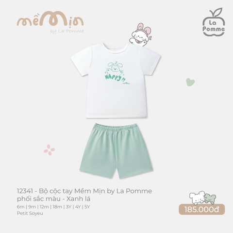 (6M-4Y) LP - Bộ cộc tay Mềm Mịn by La Pomme phối sắc màu - Xanh lá