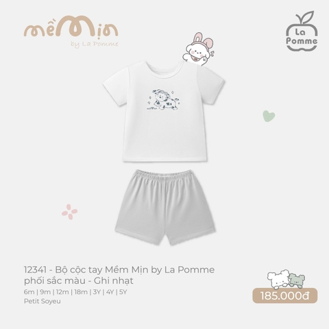 (6M-4Y) LP S40 - Bộ cộc tay Mềm Mịn by La Pomme phối sắc màu - Ghi nhạt
