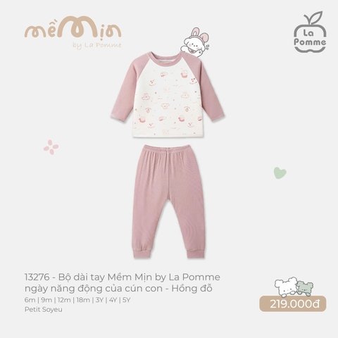 (6M-4Y) LP - Bộ dài tay Mềm Mịn by La Pomme ngày năng động của cún con - Hồng đỗ
