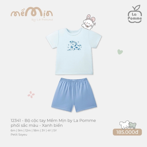 (6M-4Y) LP S40 - Bộ cộc tay Mềm Mịn by La Pomme phối sắc màu - Xanh biển