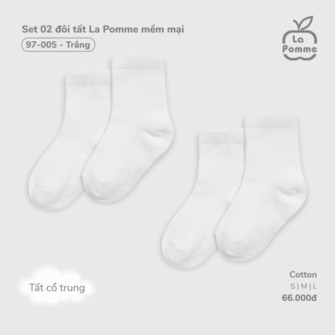(SML) LP - Set 02 đôi tất La Pomme mềm mại - Trắng