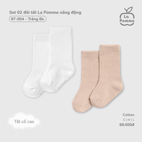 (SML) LP S30 - Set 02 đôi tất La Pomme năng động - Trắng Be