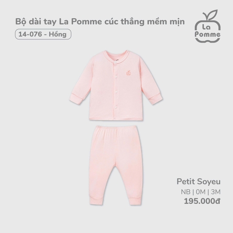 (0M-3M) LP - Bộ dài tay La Pomme cúc thẳng mềm mịn - Hồng