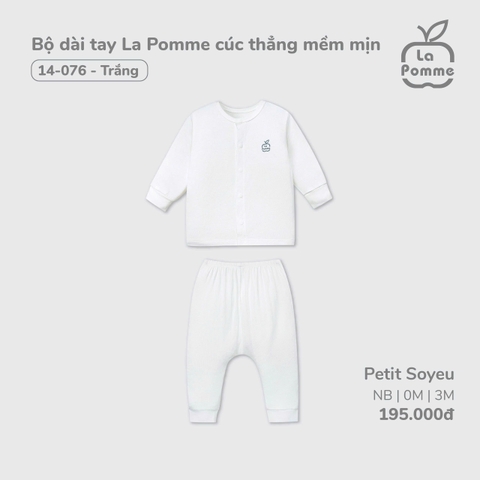 (0M-3M) LP - Bộ dài tay La Pomme cúc thẳng mềm mịn - Trắng
