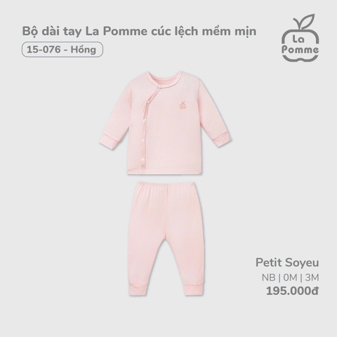 (0M-3M) LP - Bộ dài tay La Pomme cúc lệch mềm mịn - Hồng