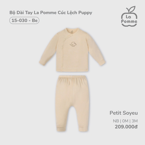 (NB-3M) LP - Bộ Dài Tay La Pomme Cúc lệch Puppy - Be Puppy