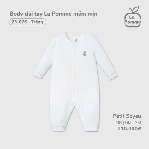 (0M-3M) LP - Body dài tay La Pomme mềm mịn - Trắng