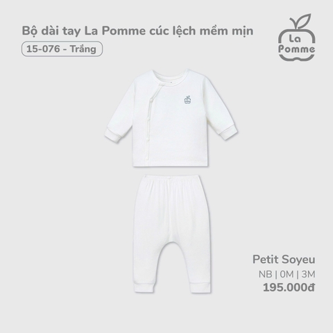 (0M-3M) LP - Bộ dài tay La Pomme cúc lệch mềm mịn - Trắng