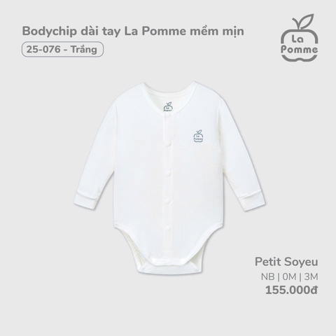 (0M-3M) LP - Body chip dài tay La Pomme mềm mịn - Trắng