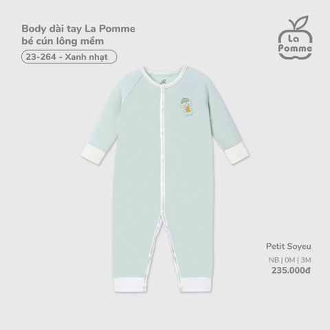 (NB-3M) LP - Body dài tay La Pomme bé cún lông mềm - Xanh nhạt