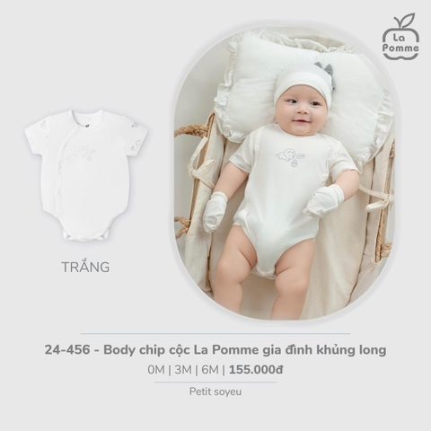 (0M-6M) LP - Body chip cộc La Pomme gia đình khủng long - Trắng