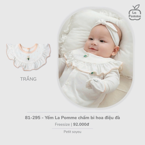 (FS) LP - Yếm La Pomme chấm bi hoa điệu đà - Trắng