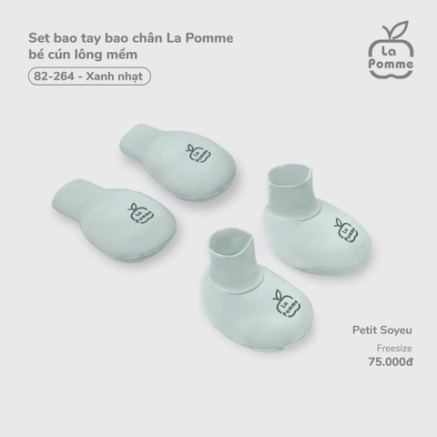 (FS) LP - Set bao tay bao chân La Pomme bé cún lông mềm - Xanh nhạt