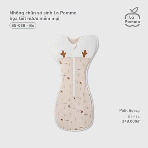 (SML) LP - Nhộng chũn sơ sinh La Pomme họa tiết hươu mềm mại - Be