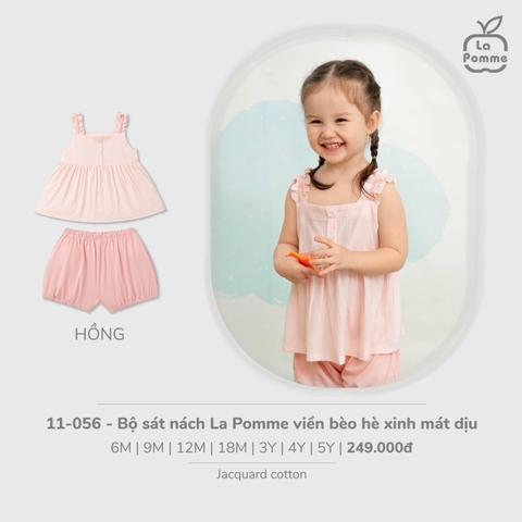 (6M-4Y) LP - Bộ sát nách La Pomme viền bèo hè xinh mát dịu - Hồng