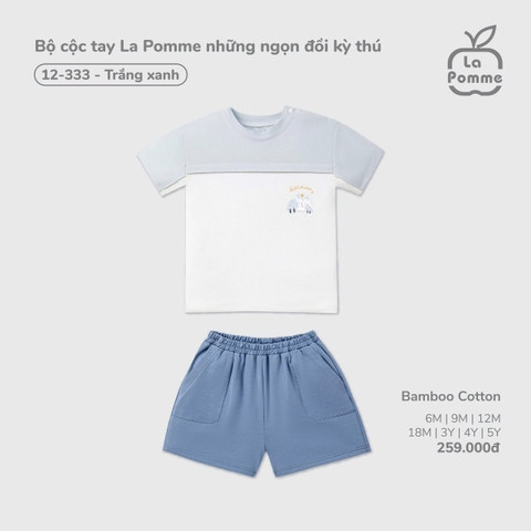 (6M-4Y) LP S40 - Bộ cộc tay La Pomme những ngọn đồi kỳ thú - Trắng Xanh
