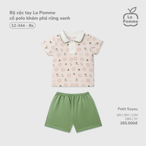 (6M-2Y) LP - Bộ cộc tay La Pomme cổ polo khám phá rừng xanh - Be