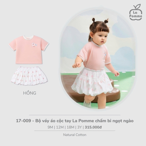 (9M-2Y) LP - Bộ váy áo cộc tay La Pomme chấm bi ngọt ngào - Hồng