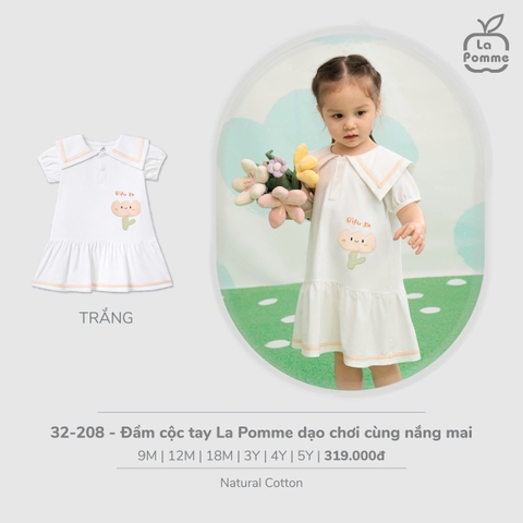 (9M-4Y) LP - Đầm cộc tay La Pomme dạo chơi cùng nắng mai - Trắng
