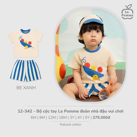 (6M-4Y) LP - Bộ cộc tay La Pomme đoàn nhà đậu vui chơi - Be Xanh