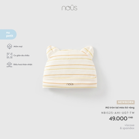 (FS) NOUS - Mũ tròn tai mèo kẻ vàng - Newborn