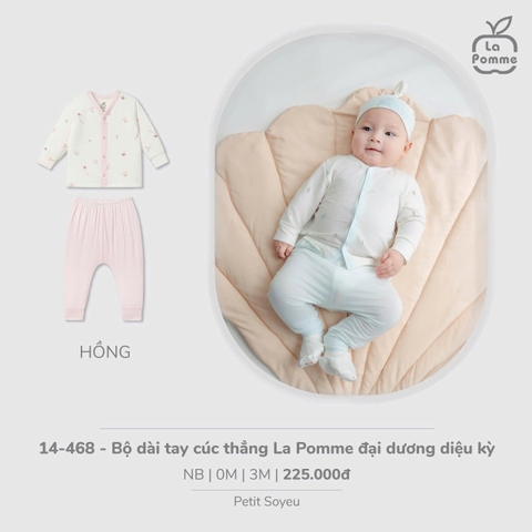 (NB-3M) LP - Bộ dài tay cúc thẳng La Pomme đại dương diệu kỳ - Hồng