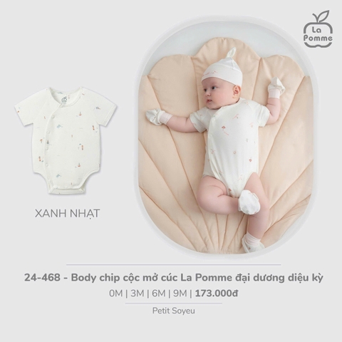 (0M-9M) LP - Body chip cộc mở cúc La Pomme đại dương diệu kỳ - Xanh nhạt