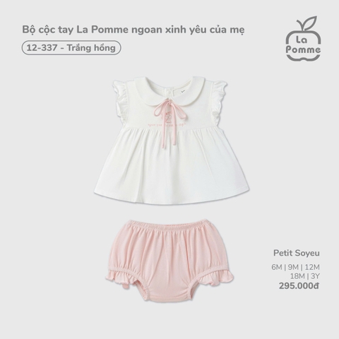 (6M-2Y) LP G20 - Bộ cộc tay La Pomme ngoan xinh yêu của mẹ - Trắng Hồng